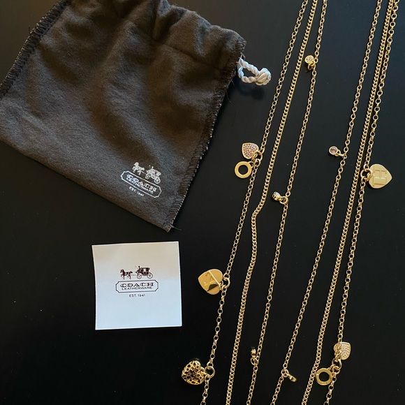 Authentic Gold Plated Coach Triple Strand Necklace
